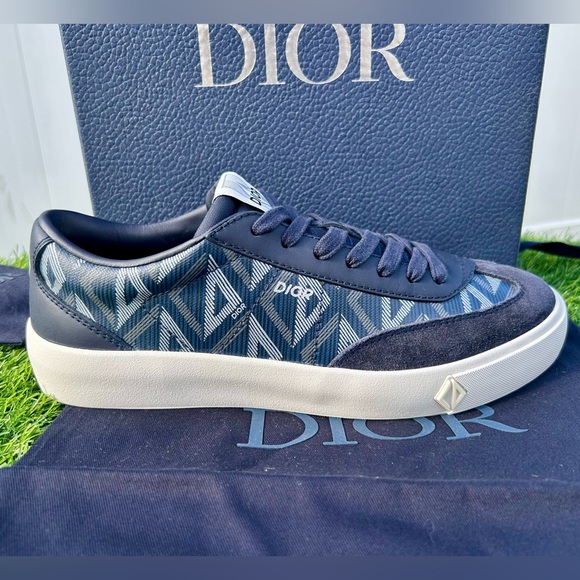 DIOR M-B101 SNEAKER CD DIAMOND MONOGRAM LOGO NAVY BLUE LEATHER SZ 40 NEW! - Picture 6 of 16